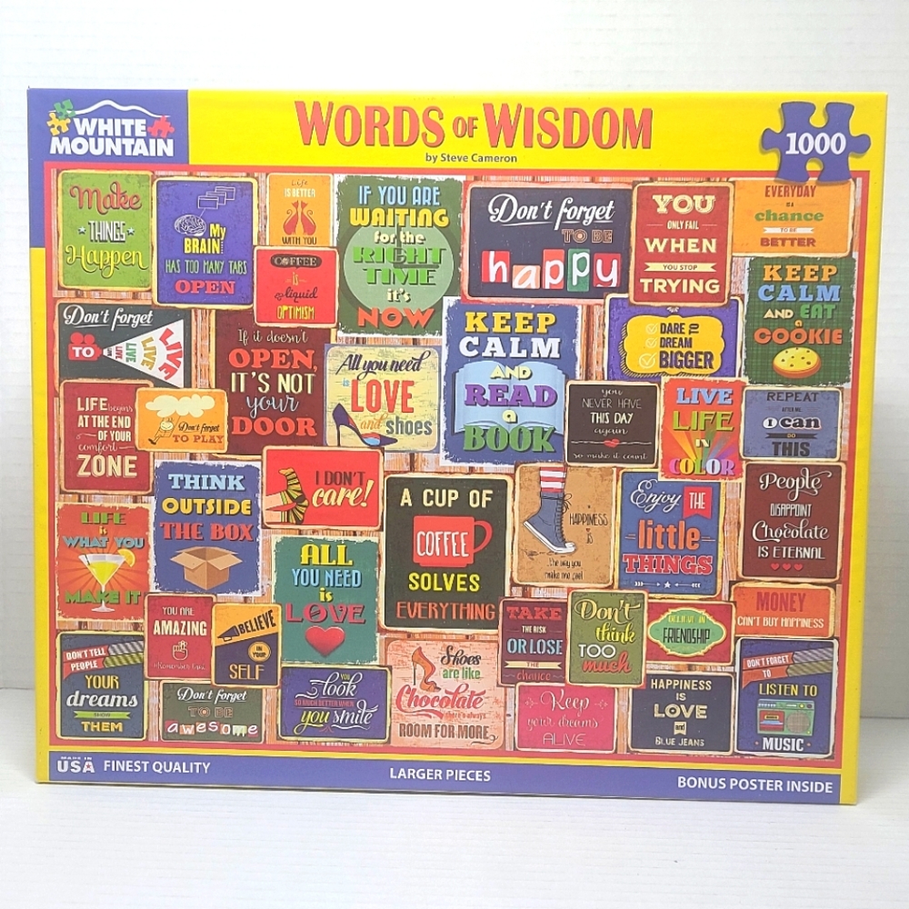 White Mountain Words of Wisdom 1000pc Puzzle #1607 Complete